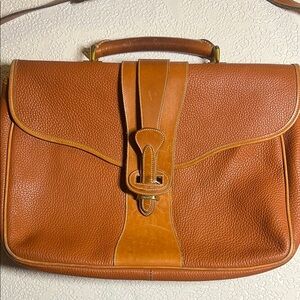 Dooney & Bourke Tan Leather Briefcase with Pebbled Texture